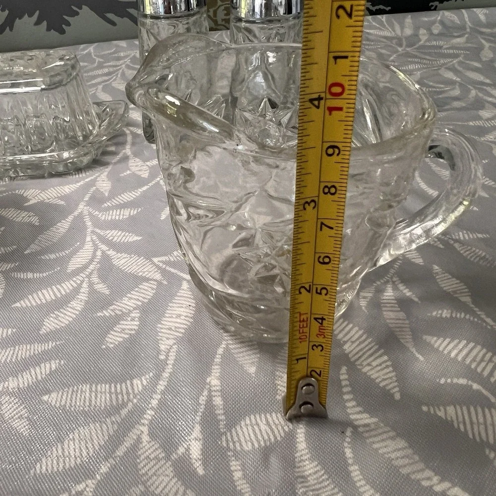 ANCHOR‎ HOCKING EARLY AMERICAN PRESCUT DAVID'S STAR 7 PIECE TABLE SERVICE SET